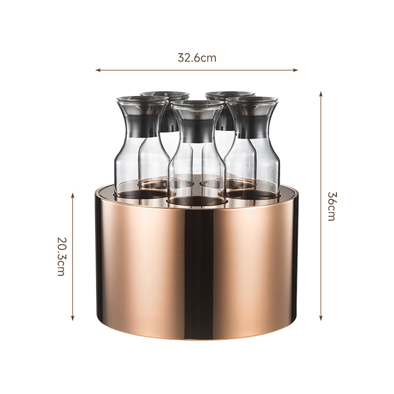 Edicel Rose Gold Beverage Carafe Set, Stainless Steel Chilling Ice Bowl for Hotel Buffet Catering