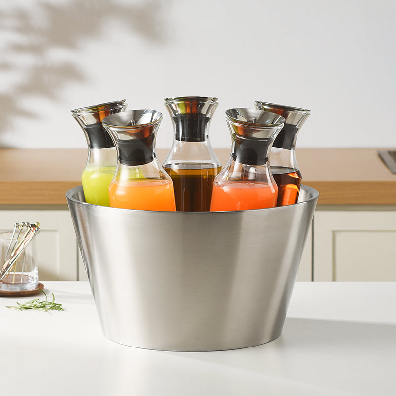 Edicel Rose Gold Beverage Carafe Set, Stainless Steel Chilling Ice Bowl for Hotel Buffet Catering