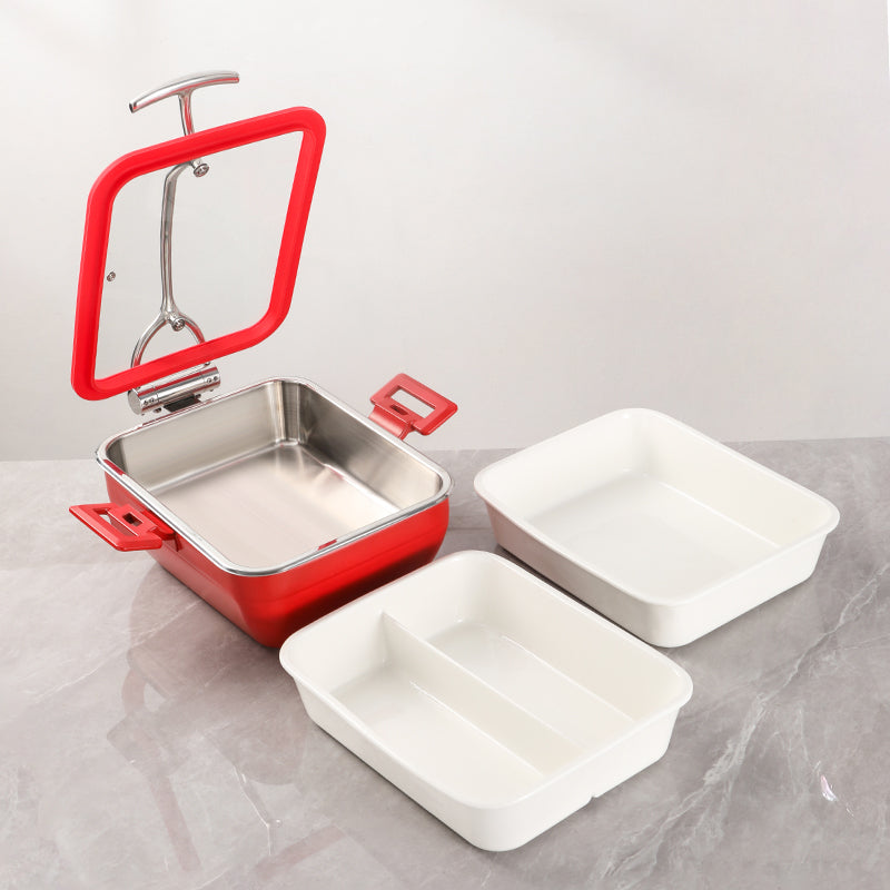 Edicel  5L Round Multi-Position Stay-Open Lid Chafing Dish for Hotel Buffet Serving