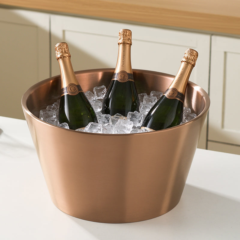 Edicel Rose Gold Beverage Carafe Set, Stainless Steel Chilling Ice Bowl for Hotel Buffet Catering