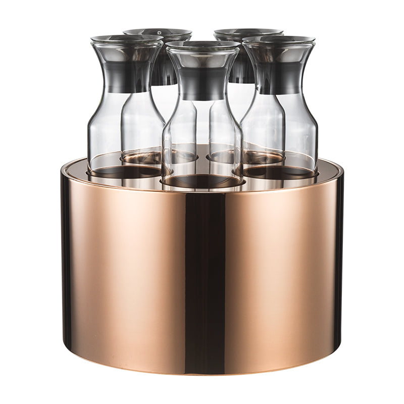 Edicel Rose Gold Beverage Carafe Set, Stainless Steel Chilling Ice Bowl for Hotel Buffet Catering