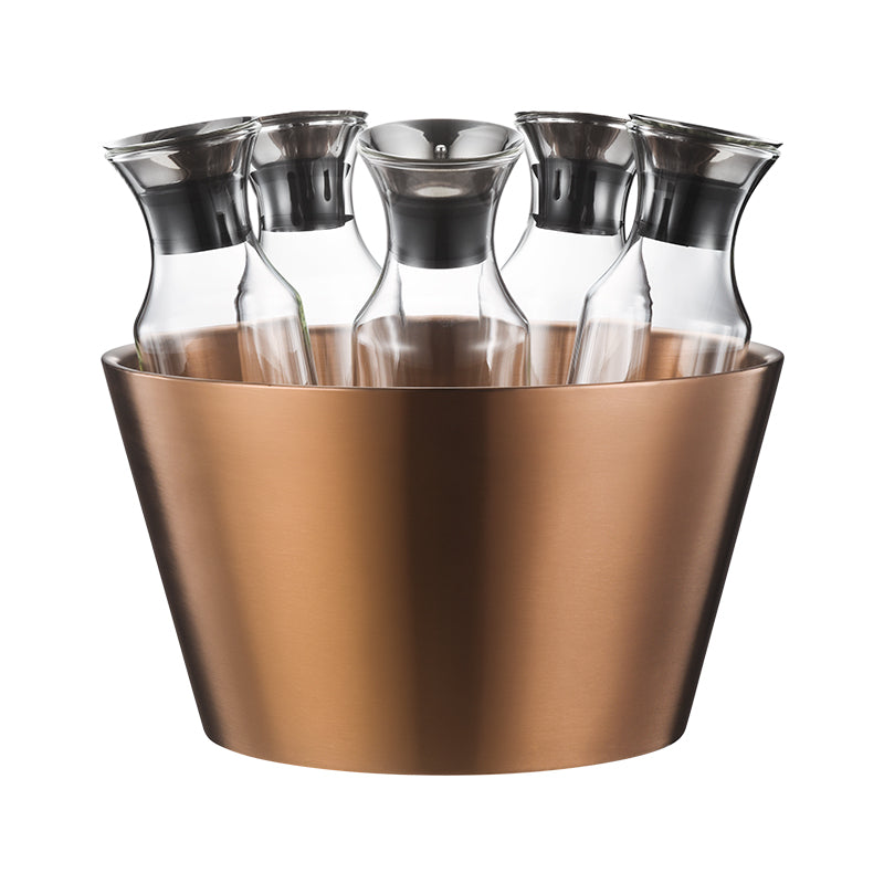 Edicel Rose Gold Beverage Carafe Set, Stainless Steel Chilling Ice Bowl for Hotel Buffet Catering