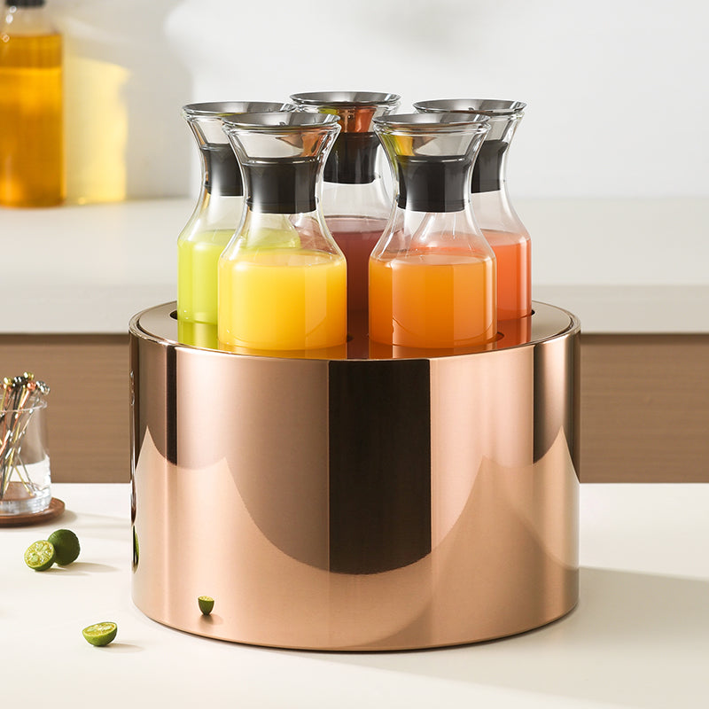 Edicel Rose Gold Beverage Carafe Set, Stainless Steel Chilling Ice Bowl for Hotel Buffet Catering