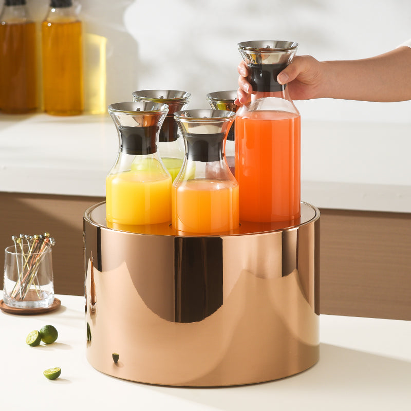 Edicel Rose Gold Beverage Carafe Set, Stainless Steel Chilling Ice Bowl for Hotel Buffet Catering