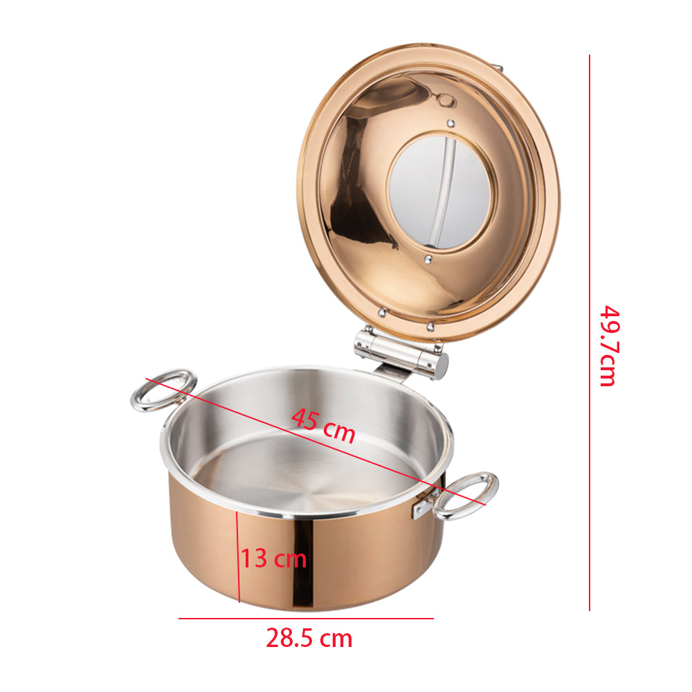 5L Round Stainless Steel Chafing Dish with Soft-Close Lid | Hotel & Buffet Serving