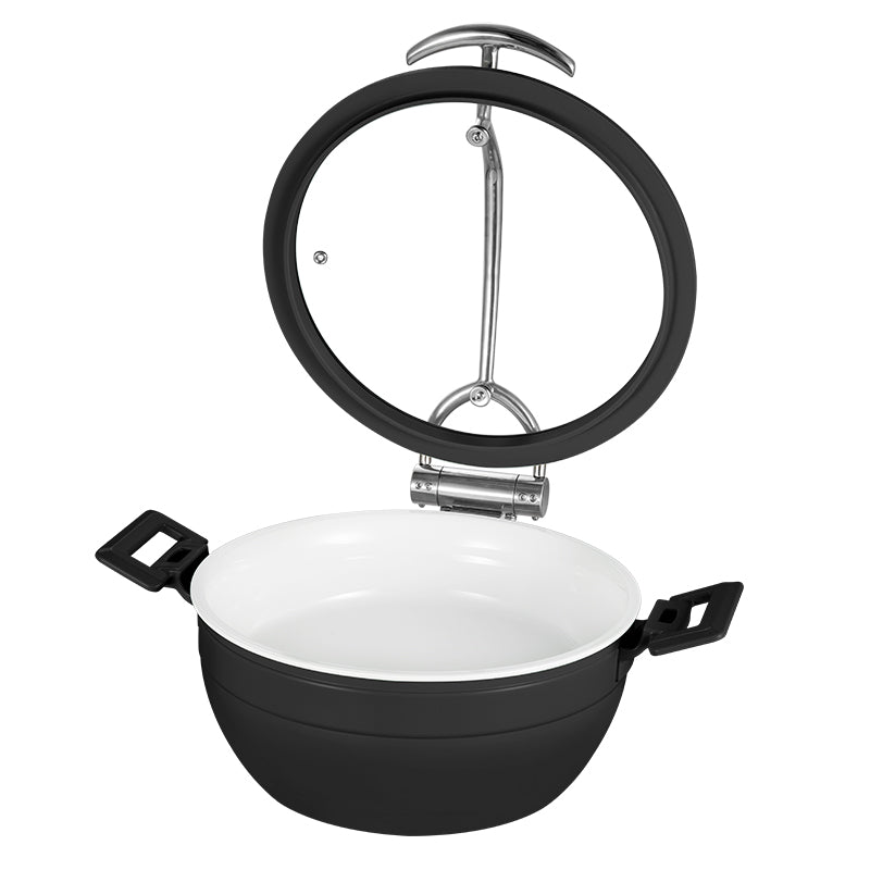 Edicel  5L Round Multi-Position Stay-Open Lid Chafing Dish for Hotel Buffet Serving