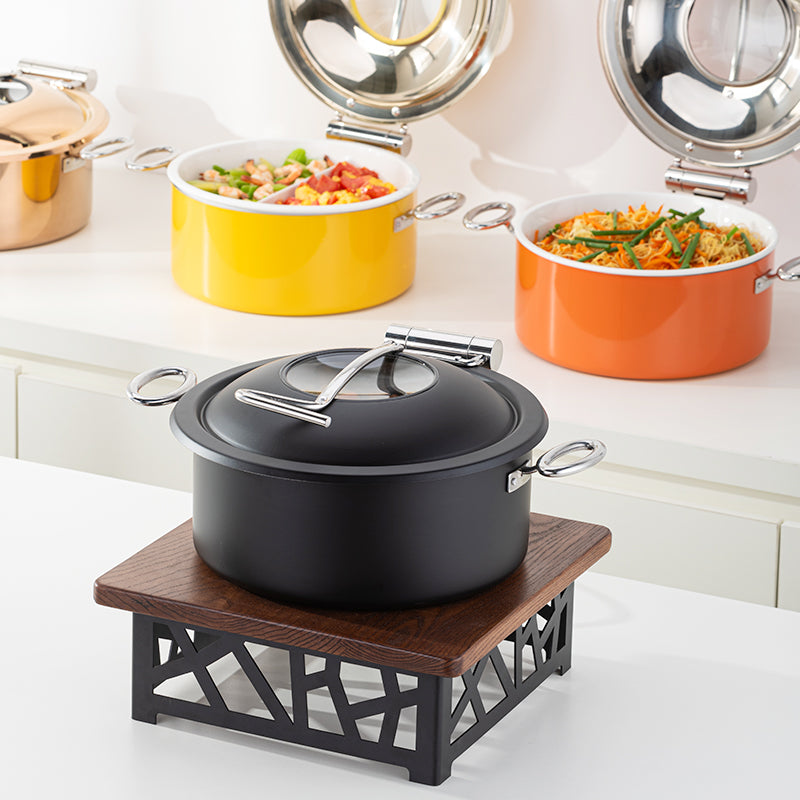 5L Round Stainless Steel Chafing Dish with Soft-Close Lid | Hotel & Buffet Serving