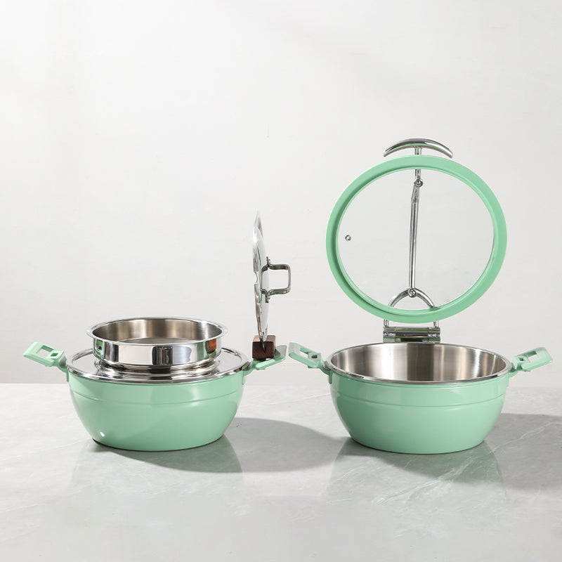 Edicel  5L Round Multi-Position Stay-Open Lid Chafing Dish for Hotel Buffet Serving