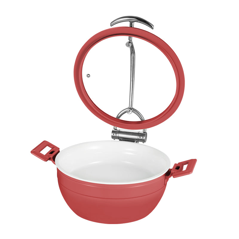 Edicel  5L Round Multi-Position Stay-Open Lid Chafing Dish for Hotel Buffet Serving