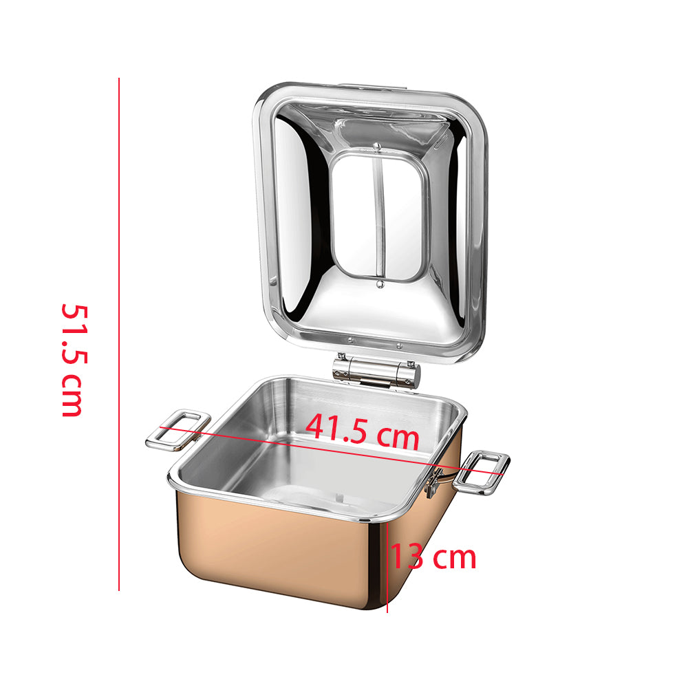 Edicel 6L Rectangular Stainless Steel Chafing Dish with Soft-Close Lid | Hotel & Buffet Serving