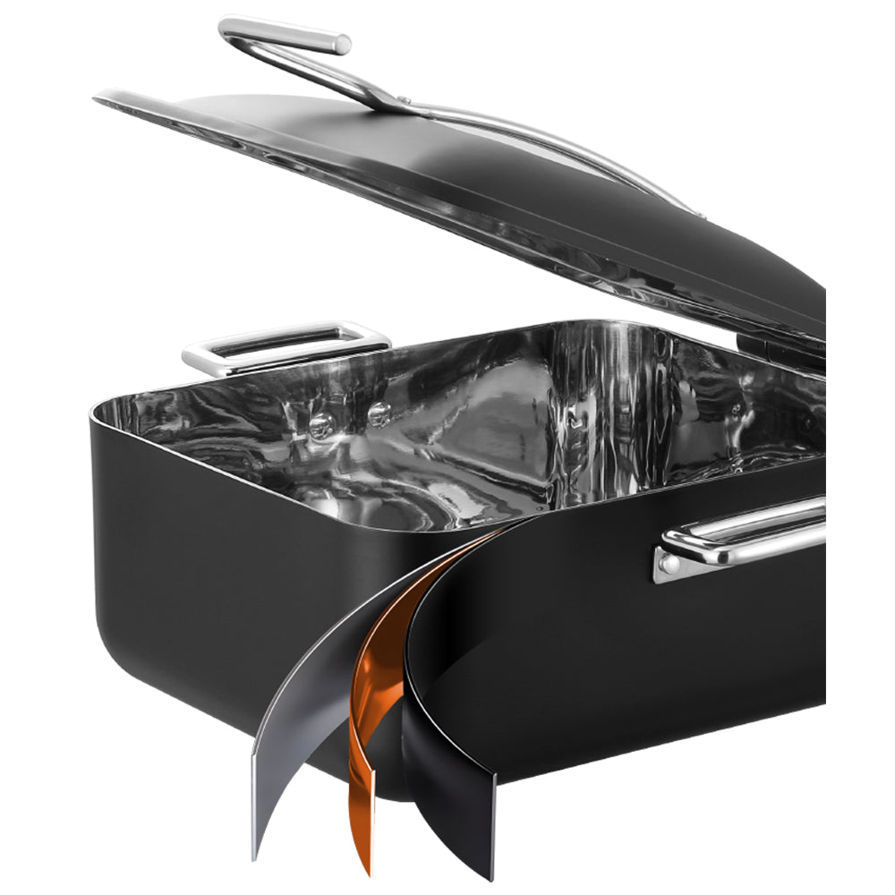 Edicel 6L Rectangular Stainless Steel Chafing Dish with Soft-Close Lid | Hotel & Buffet Serving