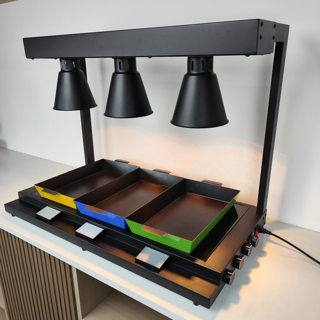 Edicel Triple Head Infrared Heat Lamp Station | Buffet & Catering Warming